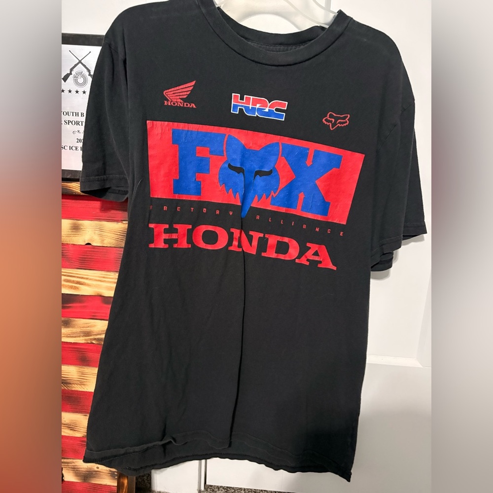 Fox Racing Black Tee with Red and Blue Accents